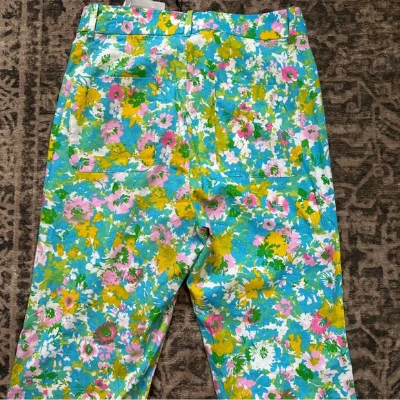 Women's Zara Floral Printed Linen Blend‎ Flare Trousers  Size 4 New with Tags - Picture 14 of 14